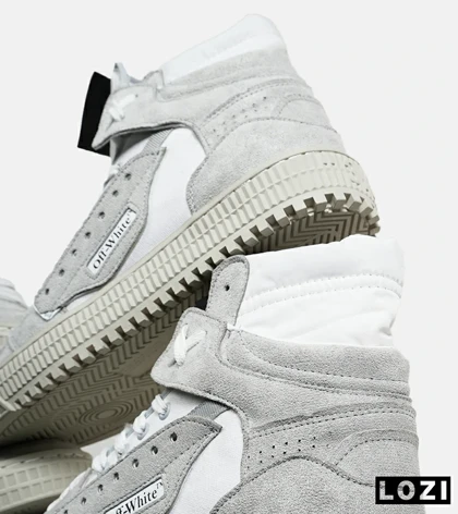 کفش کتانی ساق‌دار طوسی سفید OFF WHITE