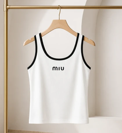 کراپ تاپ زنانه وارداتی فری سایز Miu Miu پارچه کبریتی در 4 رنگ