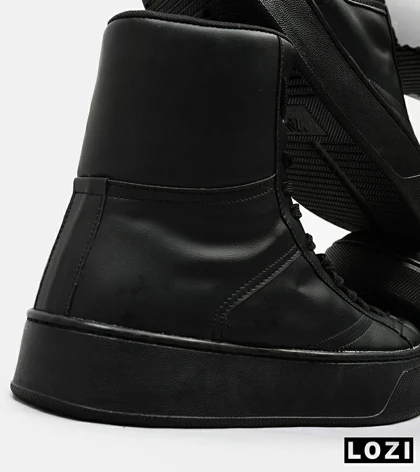 بوت مردانه چرمی مشکی ZARA