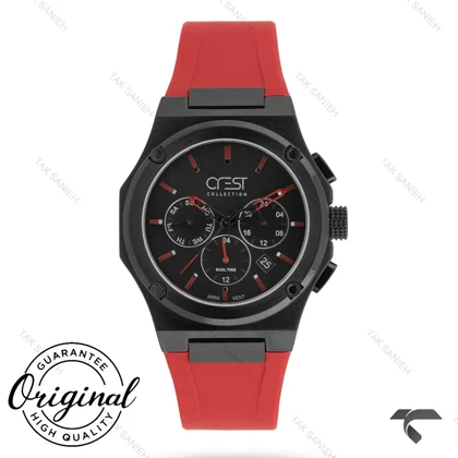 ساعت کرست مردانه 6351-5 صفحه مشکی بند قرمز Crest-11054-G