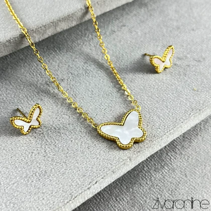 نیم ست پروانه نگین صدفی 10187