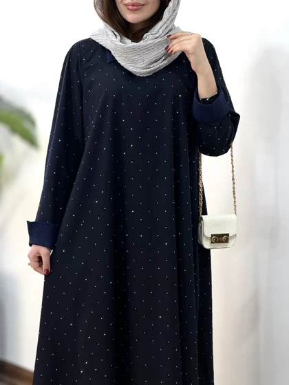 پیراهن مانتویی بلند نگین