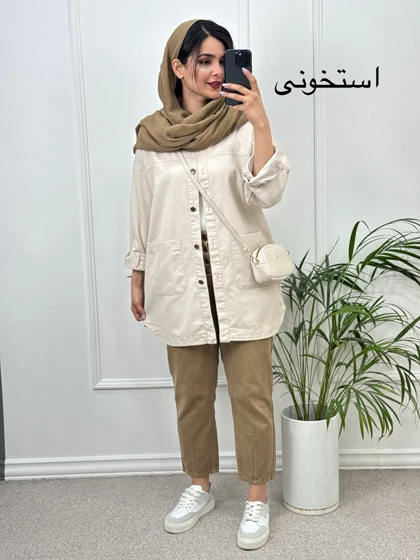 مانتو کتان جیب پایین