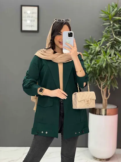 مانتو بغل دکمه جیب پاکتی