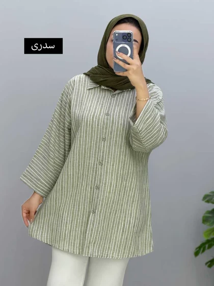 شومیز مانتویی لینن کاملی کد 9571064