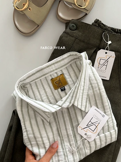 شومیز راه راه یشمی لینن خنک تابستانه کد 099