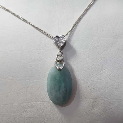 گردنبند سنگ طبیعی آکوامارین با آویز نقره (بدون زنجیر)