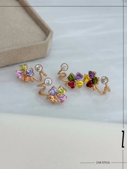 گوشواره ایرکافی گل و نگین