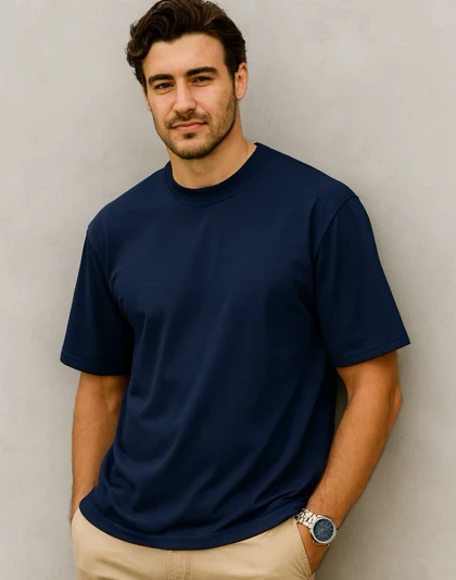 تیشرت بیسیک پارچه دورس برش باکس فیت