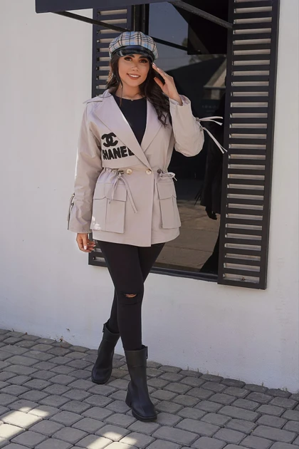 بارانی زنانه مدل چنل (Chanel) آستردار قد 70