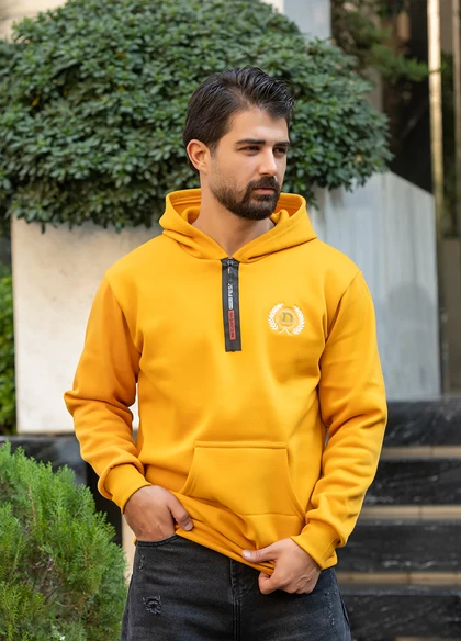 هودی مردانه طرح D خردلی مدل Parham