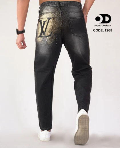 شلوار جین مام فیت LV کاستوم شده