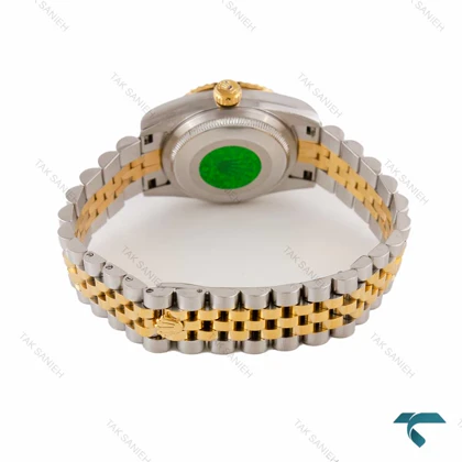 ساعت زنانه رولکس دورنگ صفحه مشکی ایندکس یونانی Rolex-6849-L