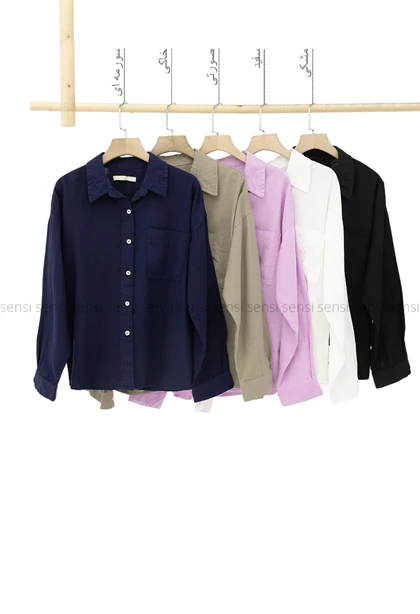 شومیز ساده رنگی لینن کد1005305