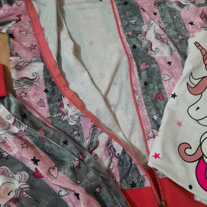 سه تیکه مخمل سویشرت شلوار یونیکورن