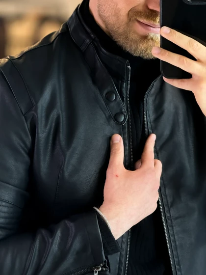 کت چرم مشکی 6528