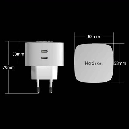 شارژر دیواری 65 وات هادرون Hadron مدل C1016 با دو پورت تایپ سی