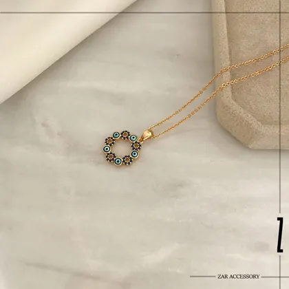 گردن‌بند زنانه چشم نظر و گل