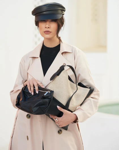 کیف کتان و چرم (کوچک) کنتراست 50138