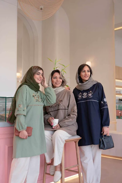 مانتو لینن زنانه رکسانا گلدوزی‌دار