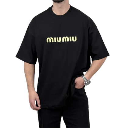 تیشرت آستین کوتاه مردانه دونخ مشکی مدل MIU MIU