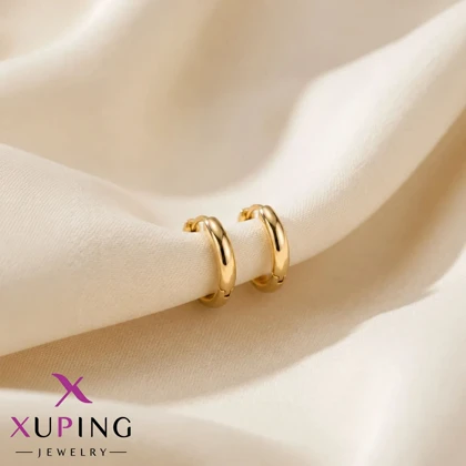 گوشواره حلقه‌ای کلاسیک ژوپینگ طلایی (سایز کوچک)
