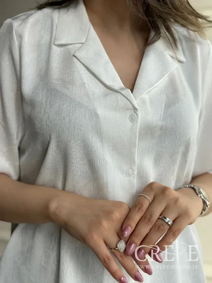 شومیز کریشه لمه آستین کوتاه طرحدار