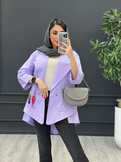 مانتو داکرون جیب گلدوزی بغل چاک