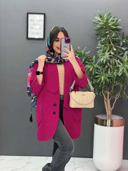 مانتو یقه کراواتی جیب پاگن دار