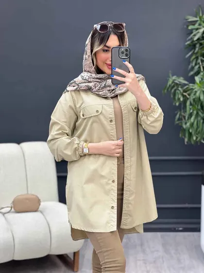 مانتو جیب نما بغل زیپ طنین