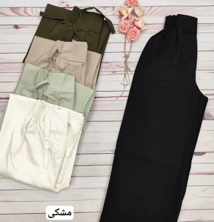 شلوار بگ کتان میله ای