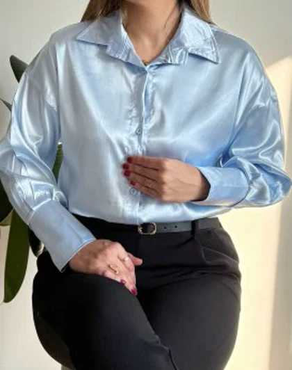 شومیز ساتن ساده ال ایکس