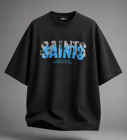 تیشرت مردانه SAINTS مشکی پارچه دورس