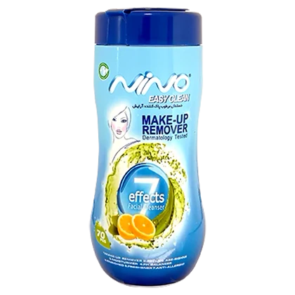 دستمال مرطوب پاک‌کننده آرایش صورت نینو مدل کمرباریک مناسب انواع پوست بسته 48 عددی