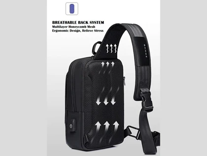 کیف کراس بادی مردانه بنج اصل Bange BG-77112 ضد آب USB دار