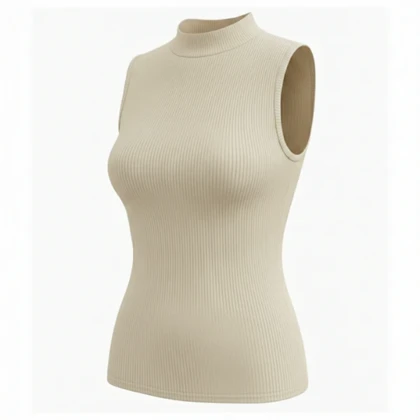 تاپ زنانه یقه سه سانت کبریتی کرم