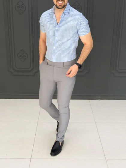 پیراهن 040136 ZARA آبی روشن