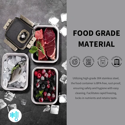 ظرف نگهدارنده غذا فریزری استیل مستطیل قفل دار