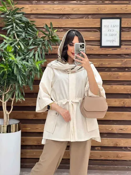 مانتو دکمه مخفی بغل جیب