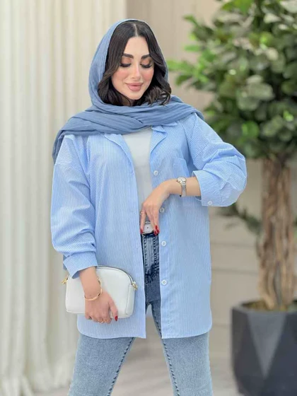 مانتو راه راه تک جیب مهلا