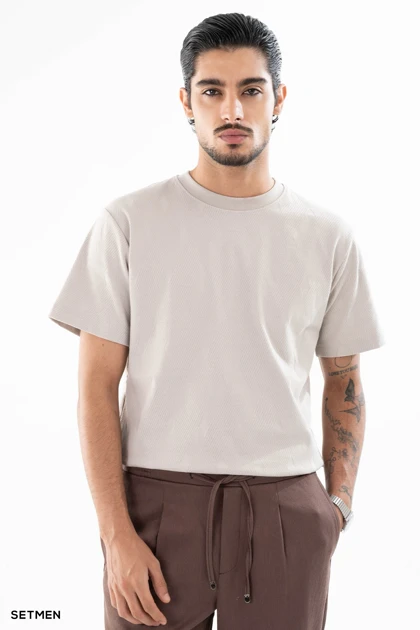 تیشرت مردانه ژاکارد یقه گرد