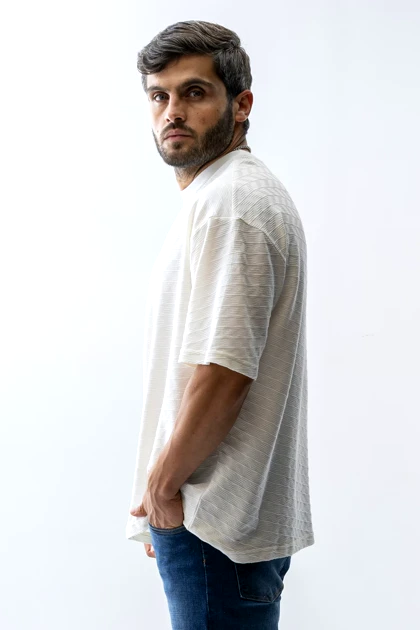 تیشرت باکسی ژاکارد مردانه