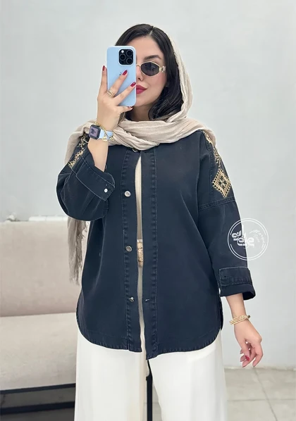 مانتو جین گلدوزی