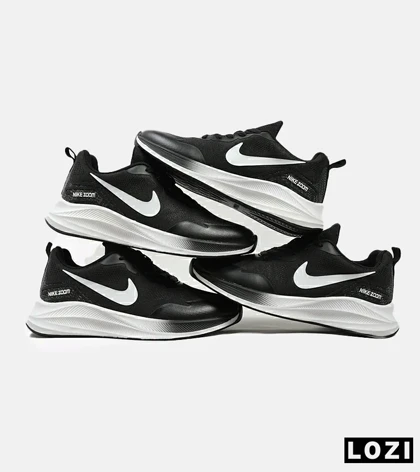 کفش کتانی مردانه و زنانه مشکی سفید Nike air zoom مدل 4546