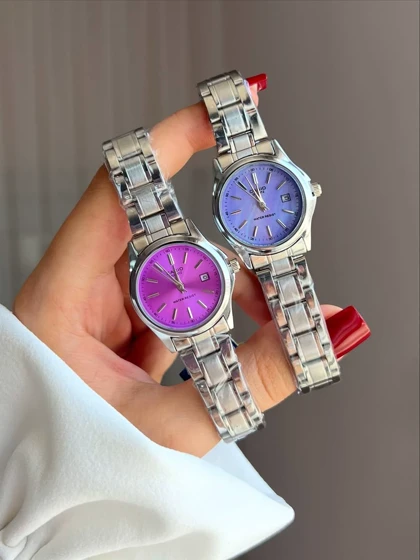 کاسیو گرد زنانه نقره ای ص صورتی (CASIO)