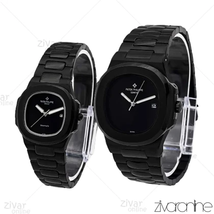 ست ساعت پتک فیلیپ ناتیلوس مشکی صفحه مهندسی 106061