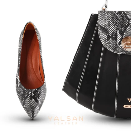 ست کیف و کفش زنانه چرم یلسان مدل آتریسا کد 916-ROZ-RTL