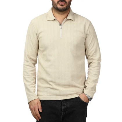 پولوشرت آستین بلند نیم زیپ مردانه سیزر مدل 1550454