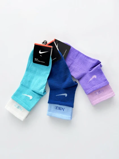 جوراب نیم ساق نخ پنبه دو کش رنگی Nike