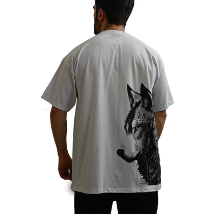 تیشرت آستین کوتاه مردانه نخ پنبه قواره بزرگ طرح گرگ WOLF